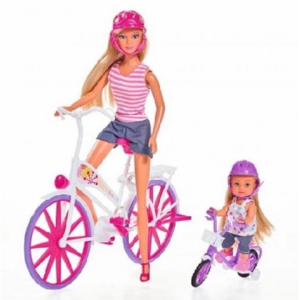 Simba 5733045 Куклы Steffi и Evi на велосипедах